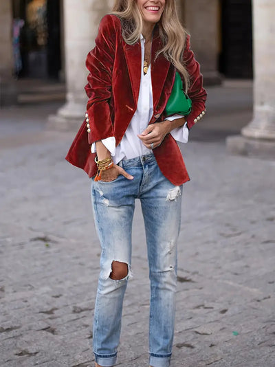Fallon | Elegant Velvet Blazer