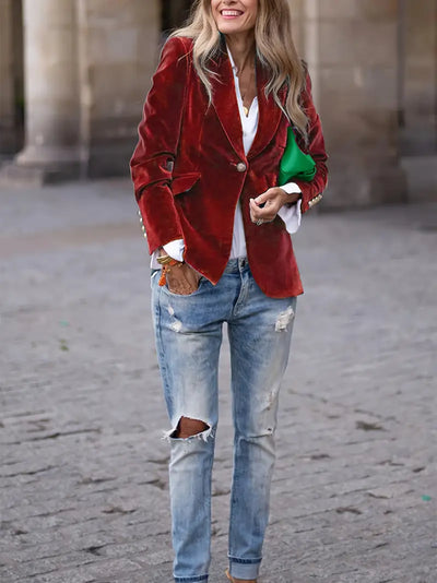 Fallon | Elegant Velvet Blazer